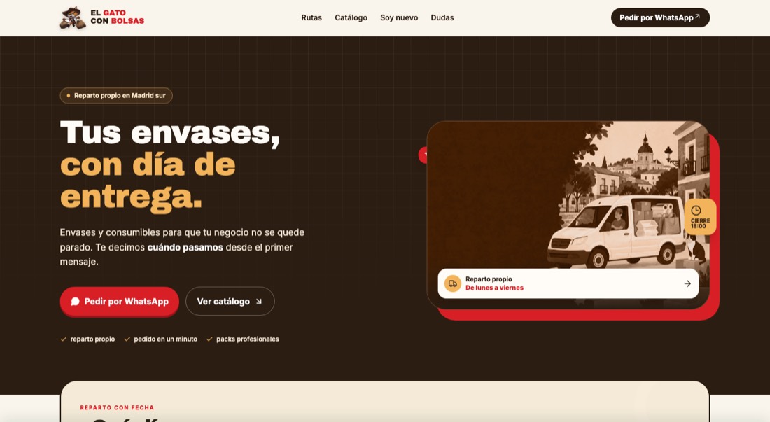 Captura de la web de El Gato con Bolsas